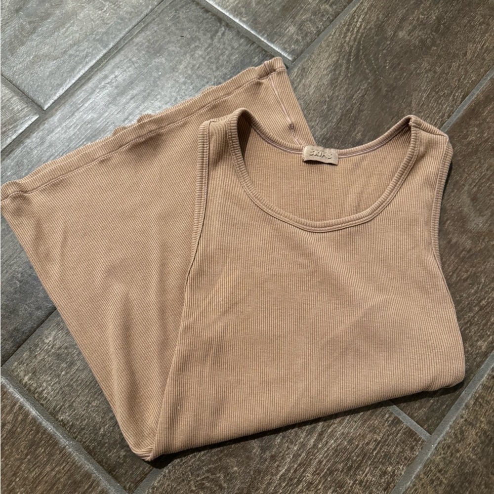 SKIMS Tan Ribbed Tank Top